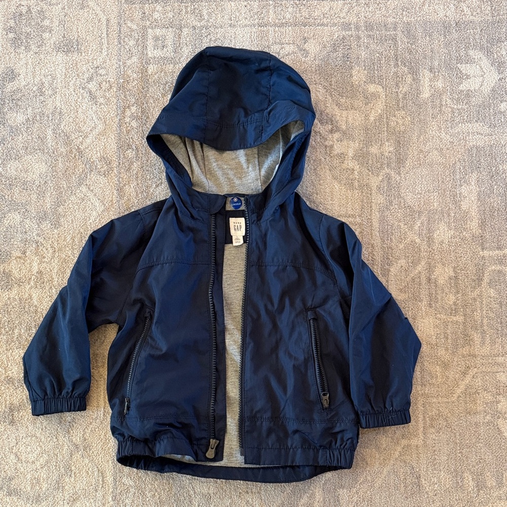 2T Gap Navy Blue Hooded Rain Jacket